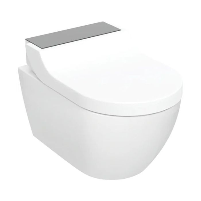 Geberit AquaClean Tuma Comfort WC Complete Solution, Wall-hung WC - Black Glass
