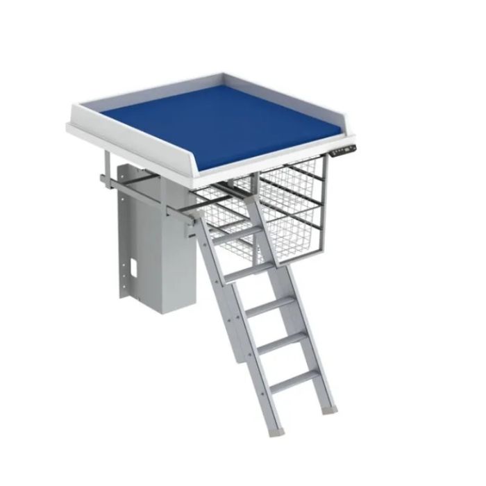 Granberg Changing Table 335, Height Adjustable, Border Height 50mm - Ladder Left with Mattress and Wire Baskets - 800x800mm