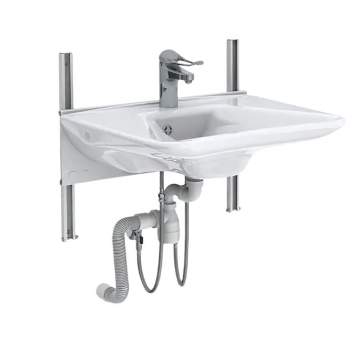 Granberg Manual Height Adjustable Washbasin - BASICLINE 403-01-05 - Incl. Mixer Tap with 150 mm Lever - White