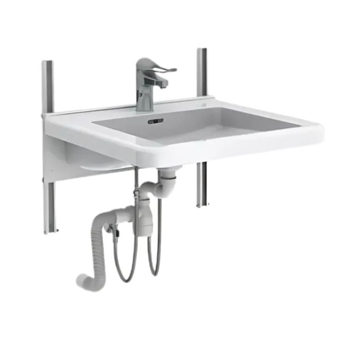Granberg Manual Height Adjustable Washbasin - BASICLINE 403-10-05 - Incl. Mixer Tap with 150 mm Lever - White