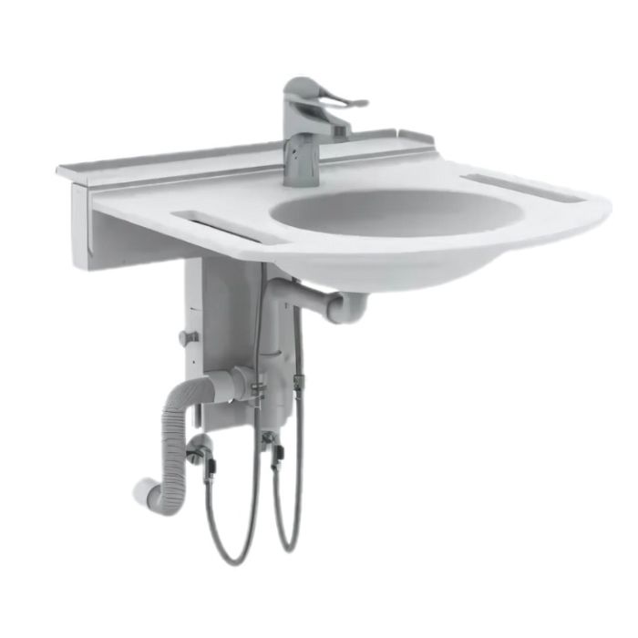 Granberg Manually Adjustable Washbasin with Gas Spring BASICLINE 406-15-05 - Incl. Mixer Tap with 150 mm Lever - White