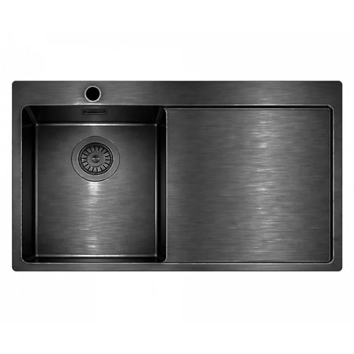 Granberg Stainless Steel Kitchen Sink EST-3401BL – 780 × 500 × 120 mm - Left w/ Right Drainer - PVD Black