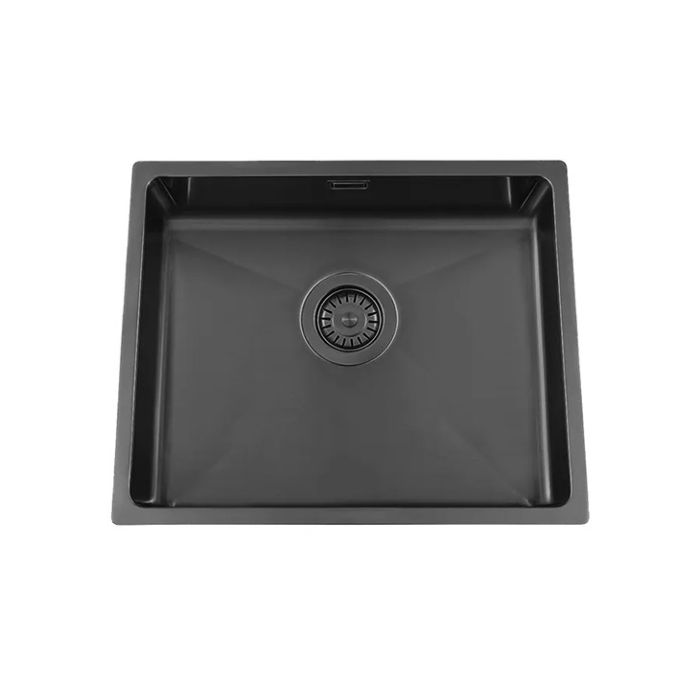 Granberg EST-500 PVD Coated Black Shallow Bowl Kitchen Sink with Trap and Flexible Waste Kit - 540 x 440 x 120mm