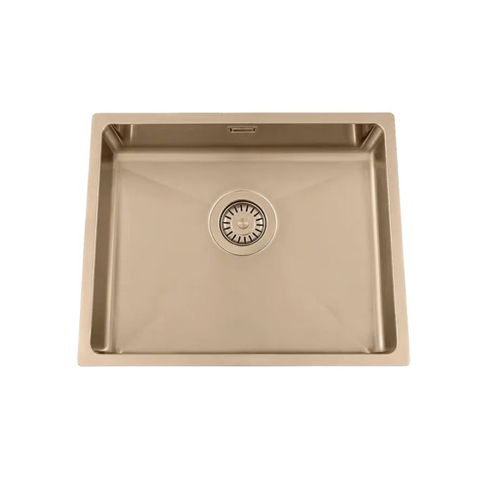 Granberg EST-500-05 PVD Coated Bronze Shallow Bowl Kitchen Sink with Trap and Flexible Waste Kit - 540 x 440 x 120mm