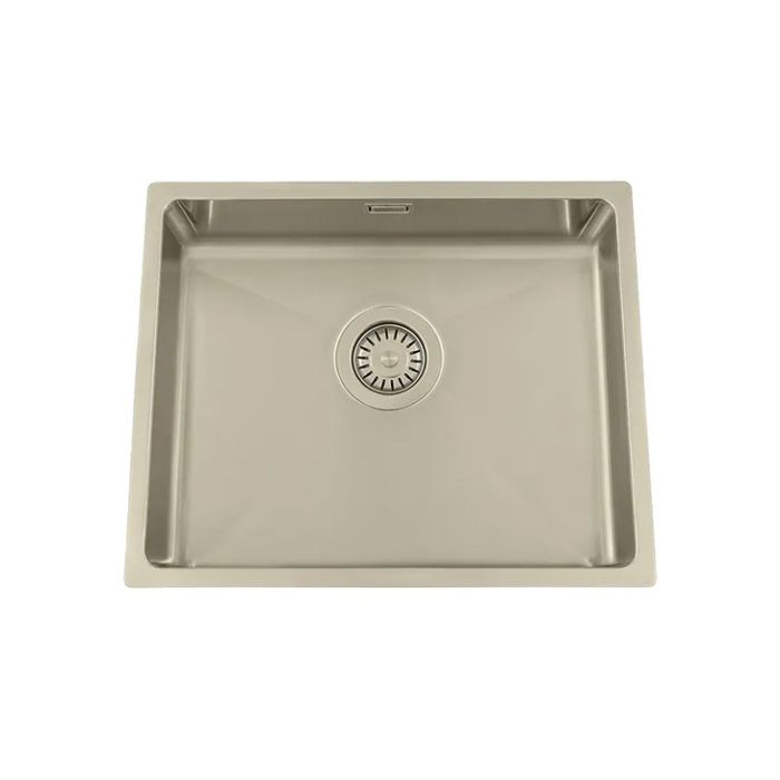 Granberg EST-500-06 PVD Coated Champagne Shallow Bowl Kitchen Sink with Trap and Flexible Waste Kit - 540 x 440 x 120mm