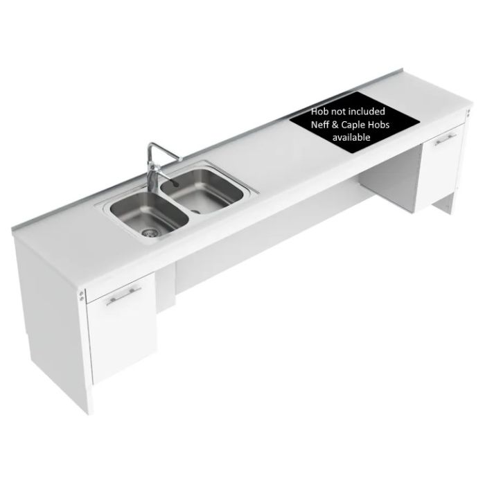 Granberg Sidelift 6400 Combi Kitchen Module 6400-ES30S4, White LAM Worktop, w/ CAB Left & Right - White, RAL 9003