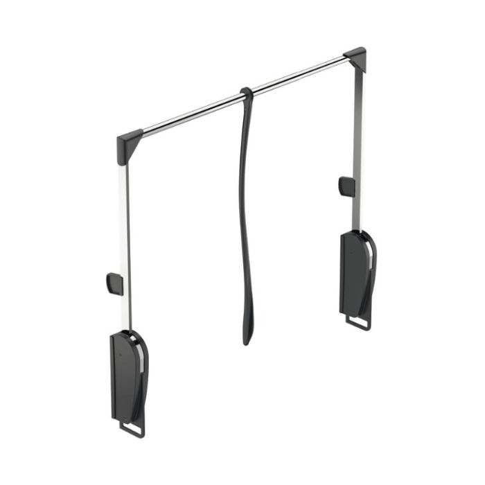 Hafele Pull Down Wardrobe Rail, 1.6-8kg, 620-950mm, Chrome & Black