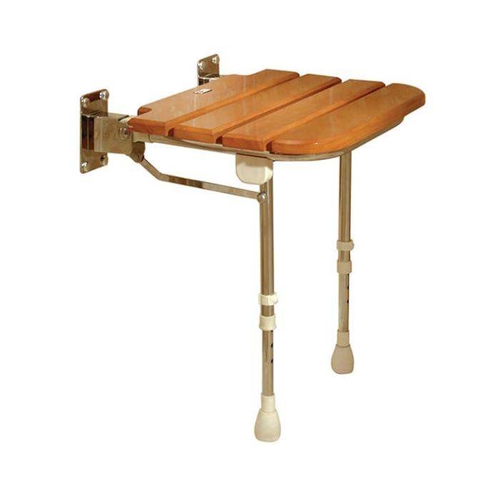 AKW Fold-up Wooden Slatted Seat w/ Support Legs