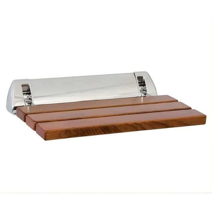 AWS Folding Teak Wood Slatted Friction Shower Seat