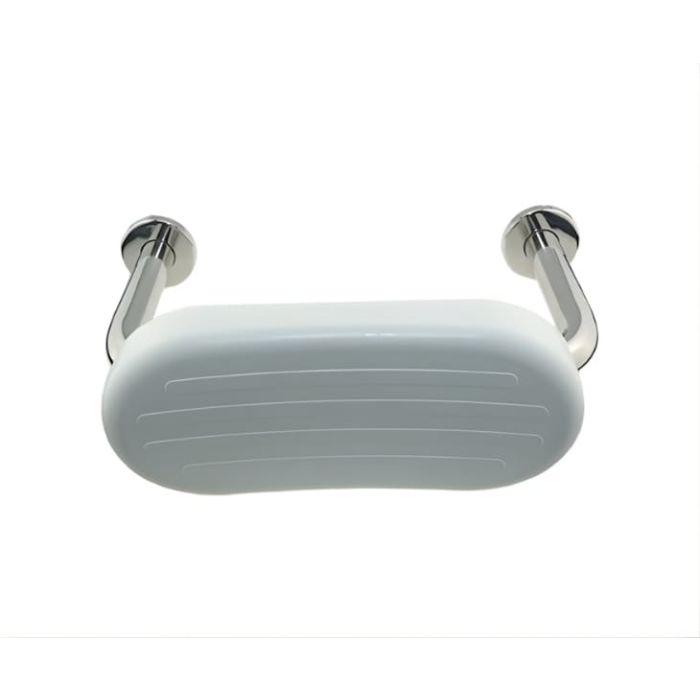 AWS Regent Stainless Steel Toilet Backrest Rail with White Cushion - 400mm Width x 240mm Projection - Mirror Polish Finish