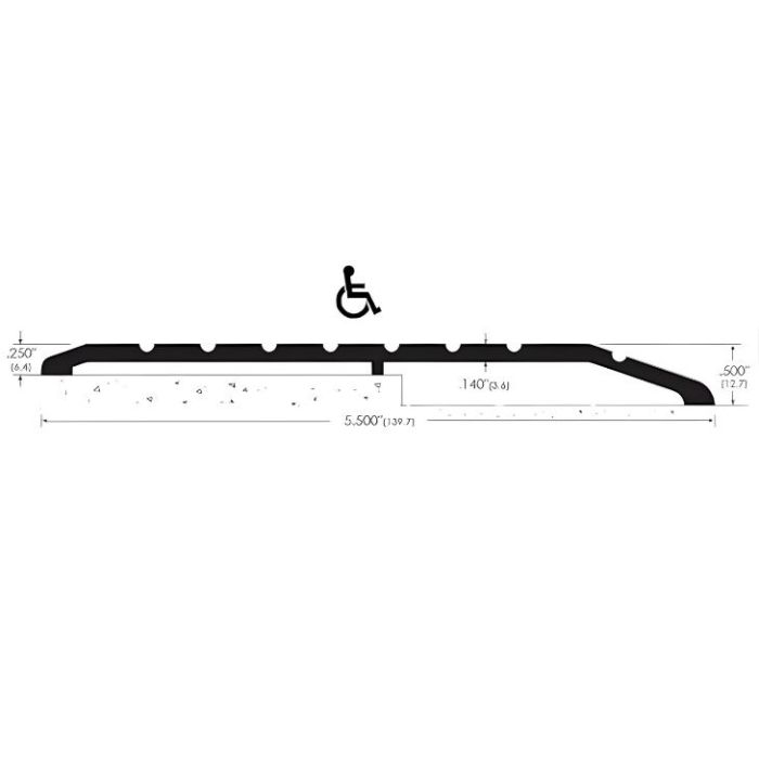 AWS Grooved Alu Transition Threshold - 139.7 W x 6.4 / 12.7mm H (Cross Section)
