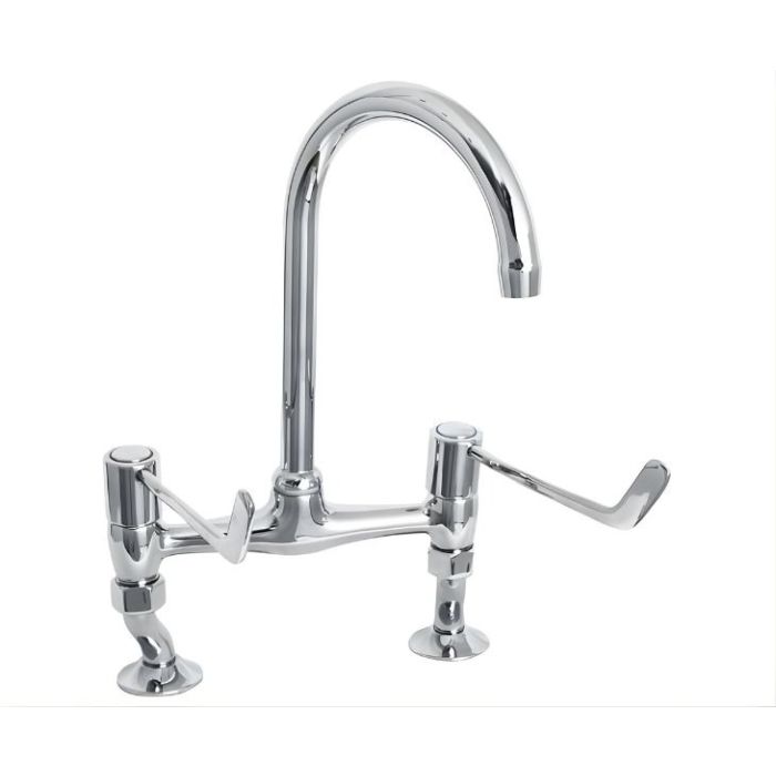 Deva Lever Action 6" Levers Bridge Sink Mixer with Adjustable Leg Centres - Chrome