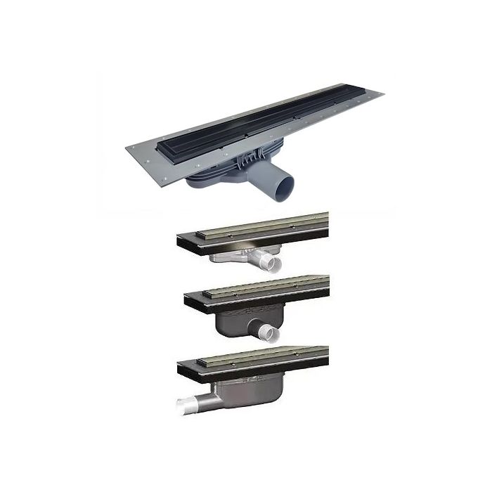 Purusline Living 600mm Linear Drain, Black Frame & Tile Insert - Outlet Choice