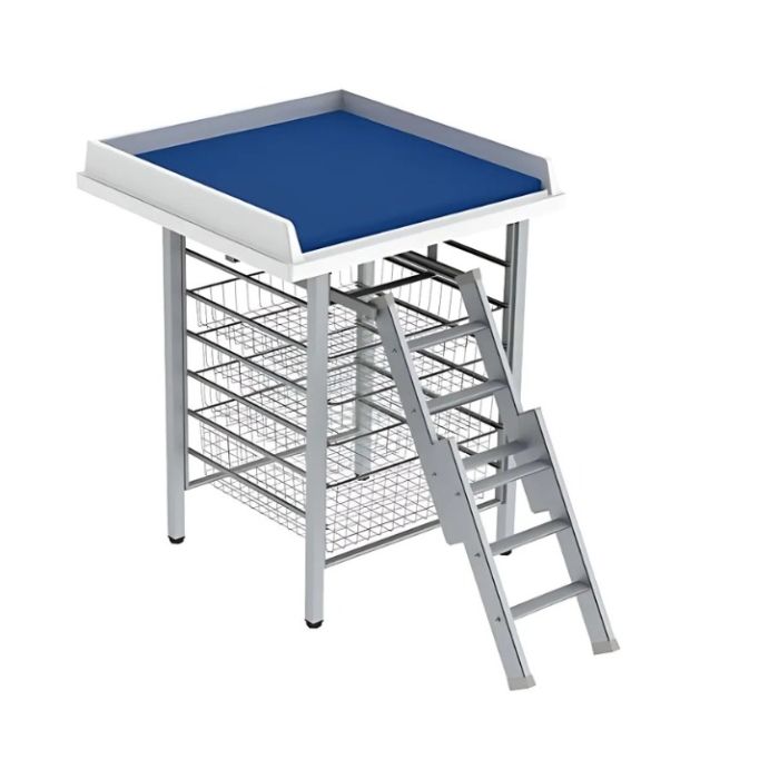 Granberg Changing Table 327, Fixed Height, Border Height 50mm with Mattress, Ladder and 4x Baskets - 800x800mm