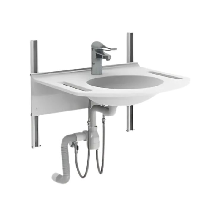Granberg Manual Height Adjustable Washbasin - BASICLINE 403-15-05 - Incl. Mixer Tap with 150 mm Lever - White
