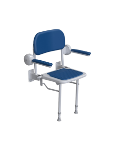 AKW 1000 Series Standard Shower Seat with Padded Blue Seat & Blue Arms
