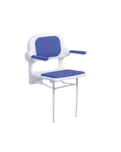 AKW 2000 Series Fold-up White Standard Shower Seat (with Blue Arms & Back)