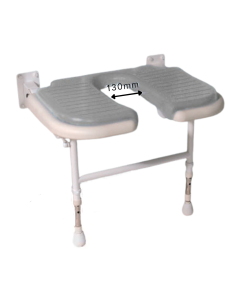 AKW 4000 Series Extra Wide Horseshoe Fold-Up Shower Seat - Grey Padded Seat