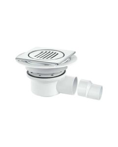 McAlpine TSG52 Gravity Waste Gulley - For Floor Formers with SS Square Tile Adaptor and Grate for Tiled Floors