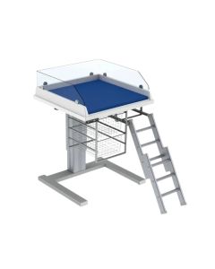 Granberg Baby Changing Table 333, Height Adjustable, Border Height 200mm - Ladder Right with Mattress and Wire Baskets - 800x800mm