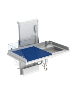 Granberg Changing Table 334, Height Adjustable, Border Height 200mm, Sink Right, with Mixer Tap, Mattress and Wire Baskets - 1400x800mm