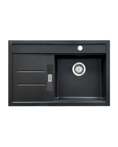 Granberg EST-500-02 PVD Coated Black Shallow Bowl Kitchen Sink with Trap and Flexible Waste Kit - 540 x 440 x 120mm