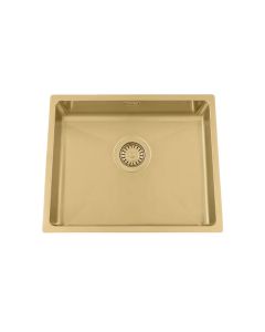 Granberg EST-500-03 PVD Coated Gold Shallow Bowl Kitchen Sink with Trap and Flexible Waste Kit - 540 x 440 x 120mm