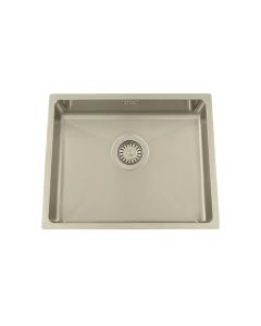 Granberg EST-500-06 PVD Coated Champagne Shallow Bowl Kitchen Sink with Trap and Flexible Waste Kit - 540 x 440 x 120mm