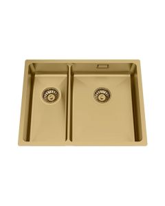Granberg ES12 Inset or Undermount Shallow Bowl Kitchen Sink with Trap and Flexible Waste Kit - 540 x 440 x 120mm