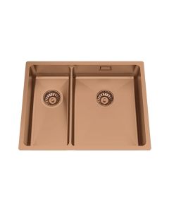 Granberg ES12 Inset or Undermount Shallow Bowl Kitchen Sink with Trap and Flexible Waste Kit - 540 x 440 x 120mm