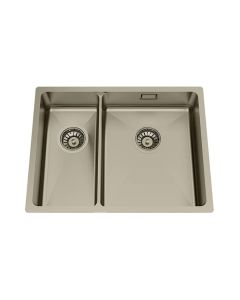 Granberg ES12 Inset or Undermount Shallow Bowl Kitchen Sink with Trap and Flexible Waste Kit - 540 x 440 x 120mm