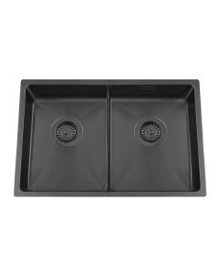 Granberg ES12 Inset or Undermount Shallow Bowl Kitchen Sink with Trap and Flexible Waste Kit - 540 x 440 x 120mm