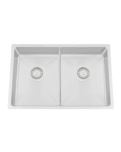 Granberg ES12 Inset or Undermount Shallow Bowl Kitchen Sink with Trap and Flexible Waste Kit - 540 x 440 x 120mm