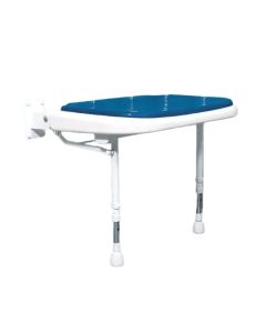 AKW Advanced Wall Mounted Extra Wide Bariatric Fold-up Moulded Blue Padded Seat w/ Support Legs