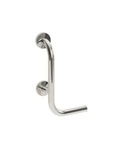 Regent 300x170mm - 25mm Dia. Stainless Steel Grabrail with Toilet Roll Holder - Left Hand - Mirror Polish Finish