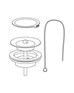 Pressalit Drain Fitting, Ring, Chain and Plug for Matrix Medium Washbasins