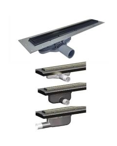 Purusline Living 600mm Linear Drain, Black Frame & Tile Insert - Outlet Choice
