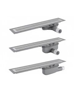 Purus Line Living Plus 600mm Linear Drain, Vinyl Floor, Stainless Steel Chess Design Grid - Outlet Choice