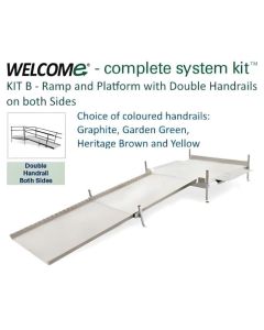 Welcome Kit B, 122cm Sq. Platform, Plus Choice of Ramp Length 120 to 480cm, STD Ht. 38cm - 2x Dbl Handrails, 4x Colours