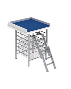 Granberg Changing Table 327, Fixed Height, Border Height 50mm with Mattress, Ladder and 4x Baskets - 800x800mm