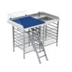 Granberg Changing Table 327, Fixed Height, Border Height 200mm, Laundry Sink Right with Mixer Tap, Ladder Left, Mattress and 8x Wire Baskets - 1400x800mm