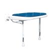 AKW Advanced Wall Mounted Extra Wide Bariatric Fold-up Moulded Blue Padded Seat w/ Support Legs