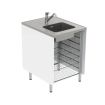 Granberg Washing Bench 328, Stainless Steel Worktop, Centre Sink - Tap, Side Panels, 4x Wire Baskets - 620mm Width