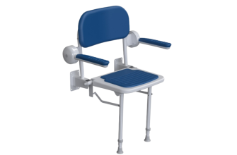 AKW 1000 Series Standard Shower Seat with Padded Blue Seat & Blue Arms