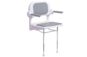 AKW 2000 Series Standard Fold-Up White Standard Shower Seat with Grey Arms and Back