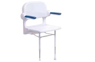 AKW 2000 Series White Standard Shower Seat with Blue Arms