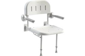 AKW 3000 Series Standard Shower Seat - White Seat & Grey Arms