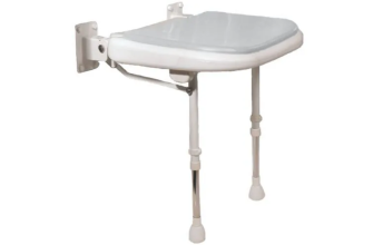 AKW Advanced Wall Mounted Bariatric Fold-up Moulded Grey Padded Seat w/ Support Legs