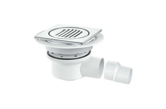 McAlpine TSG52 Gravity Waste Gulley - For Floor Formers with SS Square Tile Adaptor and Grate for Tiled Floors