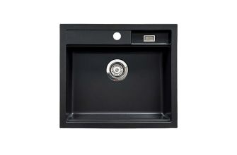 Granberg EST-500-02 PVD Coated Black Shallow Bowl Kitchen Sink with Trap and Flexible Waste Kit - 540 x 440 x 120mm